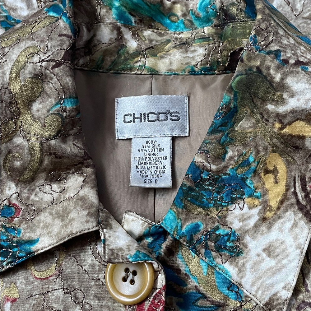 Vintage Chico's Elegant Floral Brocade Jacket. Size 0. - Picture 3 of 5